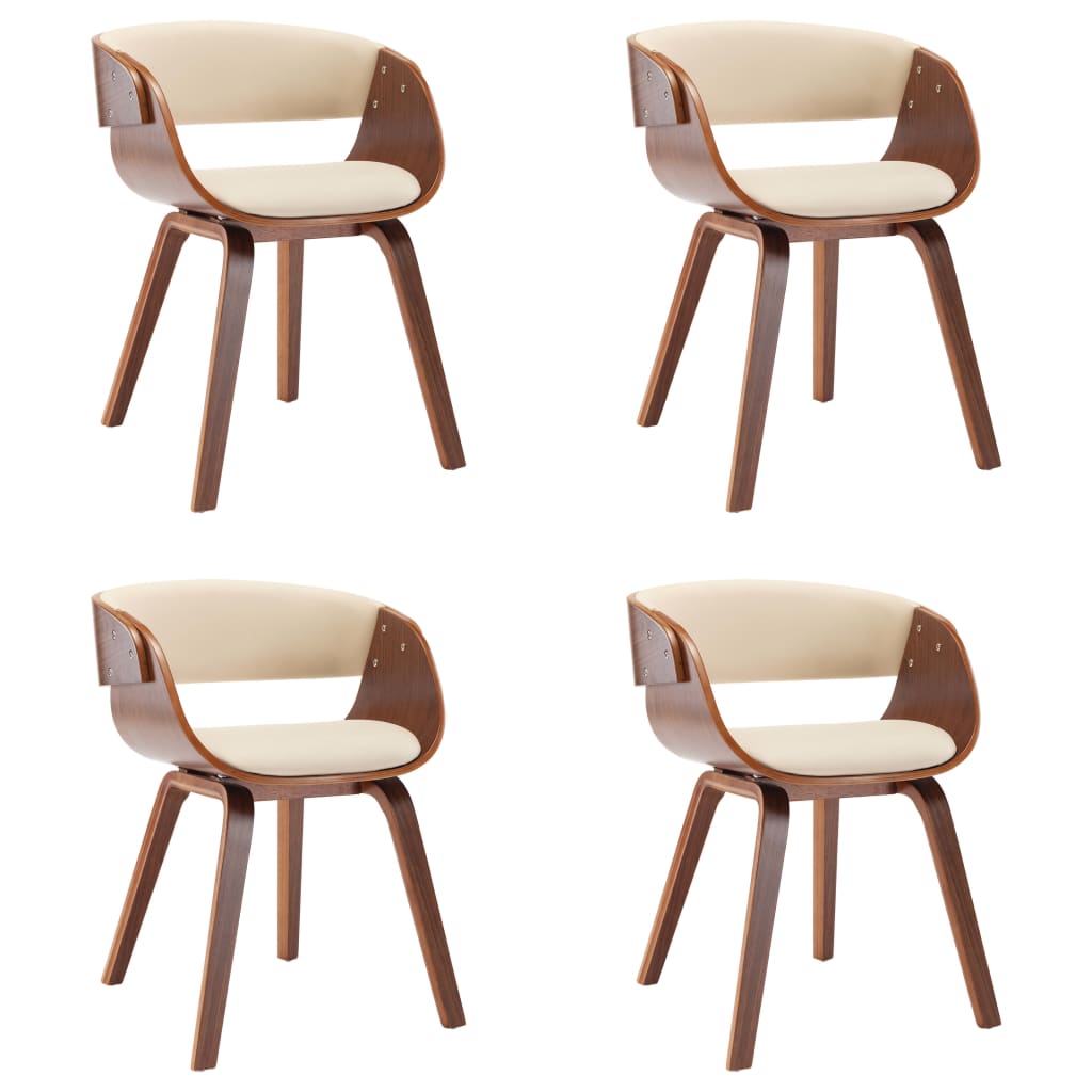 Sedie da Pranzo 4 pz in Legno Curvato e Similpelle Crema | homemem39