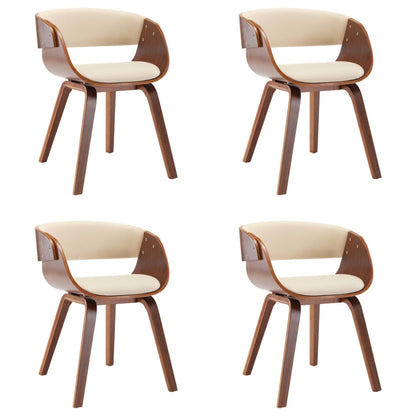 Sedie da Pranzo 4 pz in Legno Curvato e Similpelle Crema | homemem39