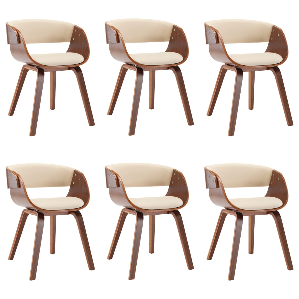 Sedie da Pranzo 6 pz Crema in Legno Piegato e Similpelle | homemem39