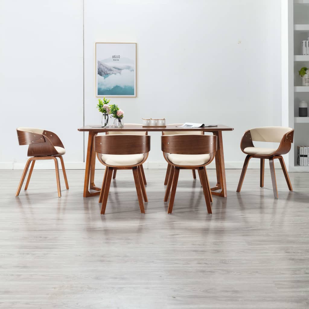 Sedie da Pranzo 6 pz Crema in Legno Piegato e Similpelle | homemem39