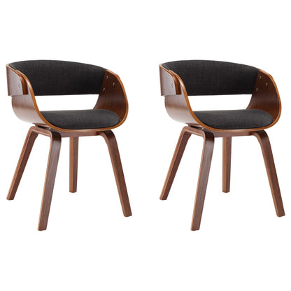 Sedie da Pranzo 2 pz Legno Curvato e Tessuto Grigio | homemem39