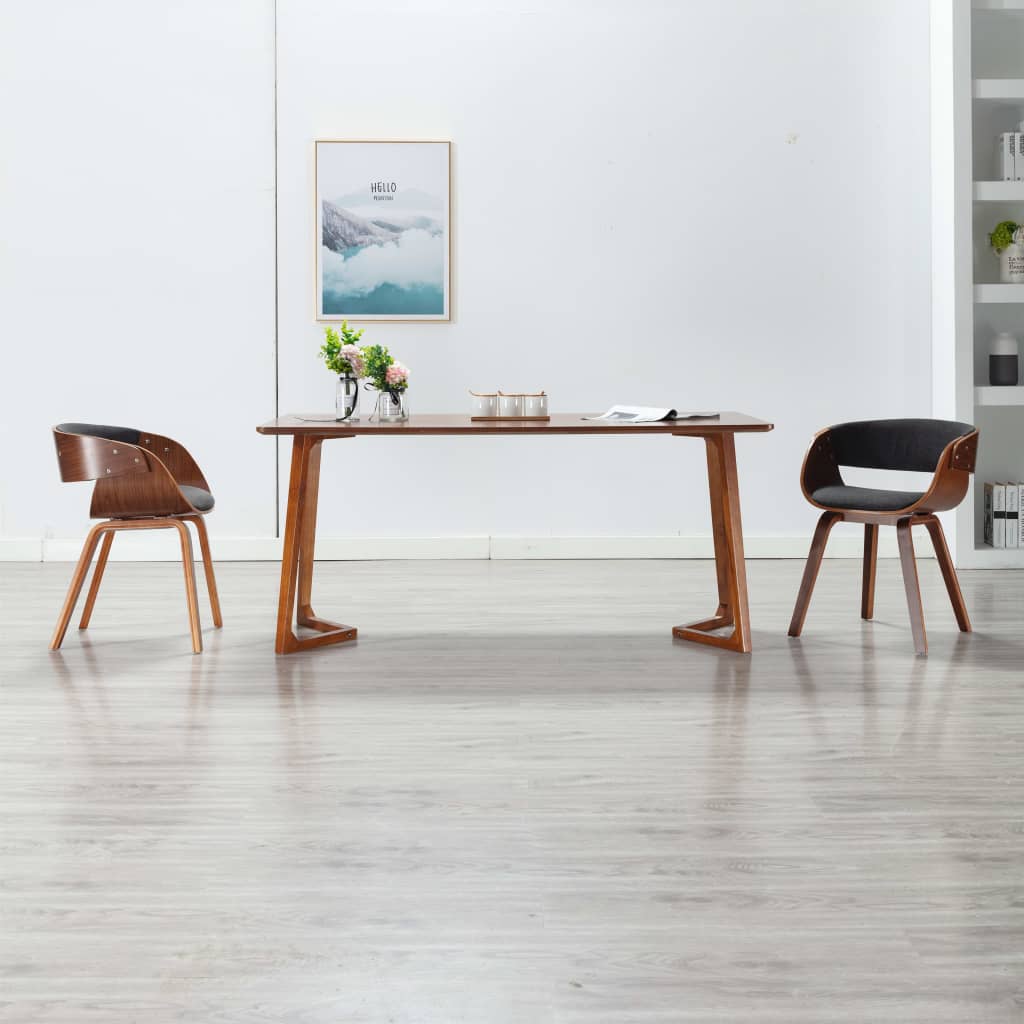 Sedie da Pranzo 2 pz Legno Curvato e Tessuto Grigio | homemem39