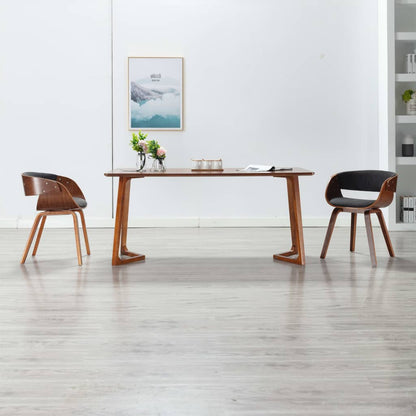 Sedie da Pranzo 2 pz Legno Curvato e Tessuto Grigio | homemem39