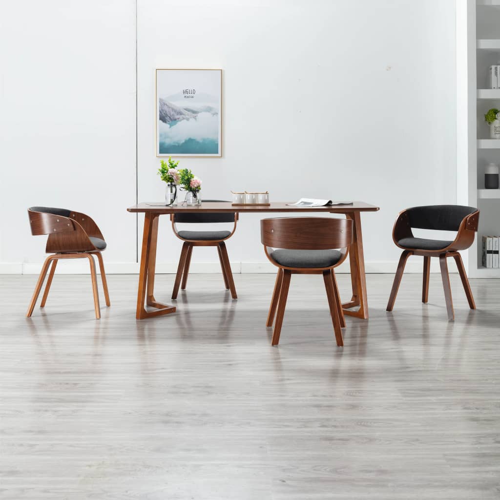 Sedie da Pranzo 4 pz Grigie in Legno Piegato e Tessuto | homemem39