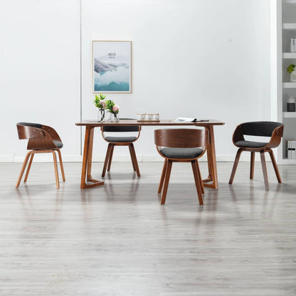 Sedie da Pranzo 4 pz Grigie in Legno Piegato e Tessuto | homemem39