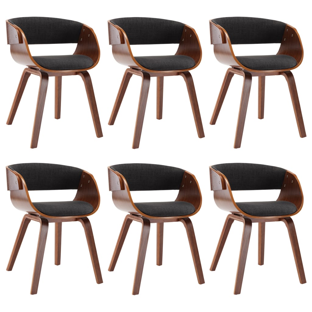 Sedie da Pranzo 6 pz Legno Curvato e Tessuto Grigio | homemem39
