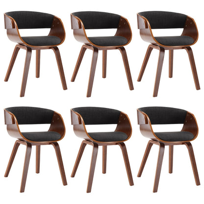 Sedie da Pranzo 6 pz Legno Curvato e Tessuto Grigio | homemem39