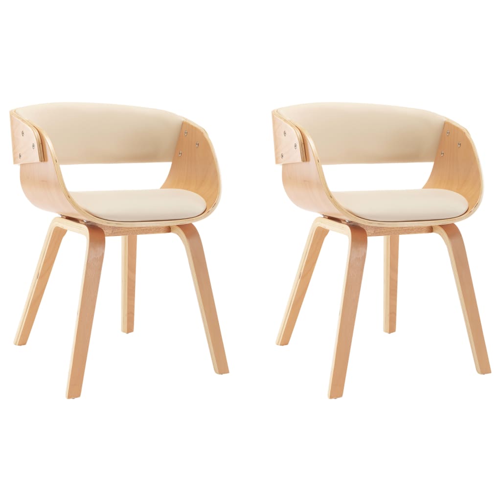 Sedie da Pranzo 2 pz in Legno Curvato e Similpelle Crema | homemem39