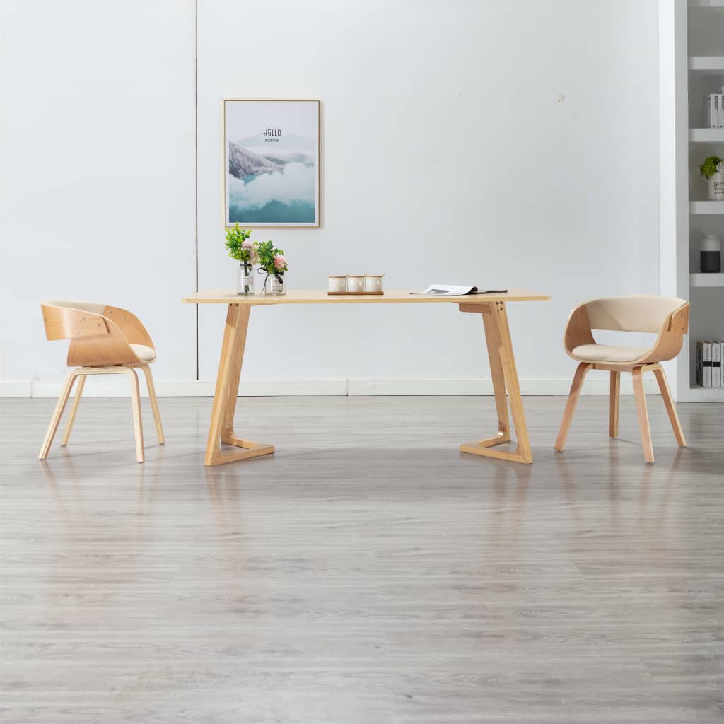 Sedie da Pranzo 2 pz in Legno Curvato e Similpelle Crema | homemem39