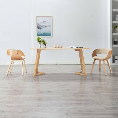 Sedie da Pranzo 2 pz in Legno Curvato e Similpelle Crema | homemem39
