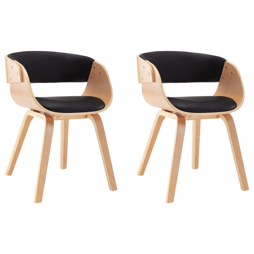 Sedie da Pranzo 2 pz Nere in Legno Curvato e Similpelle | homemem39