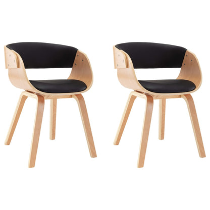 Sedie da Pranzo 2 pz Nere in Legno Curvato e Similpelle | homemem39