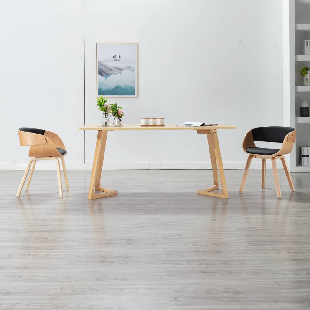 Sedie da Pranzo 2 pz Nere in Legno Curvato e Similpelle | homemem39