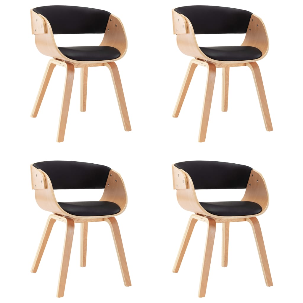 Sedie da Pranzo 4 pz Nere in Legno Piegato e Similpelle | homemem39