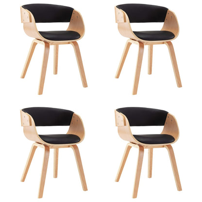 Sedie da Pranzo 4 pz Nere in Legno Piegato e Similpelle | homemem39