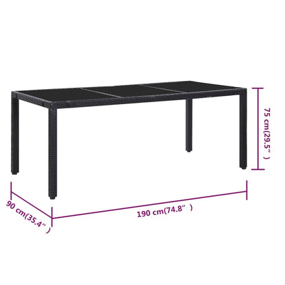 Set da Pranzo da Giardino 9 pz in Polyrattan Nero | homemem39