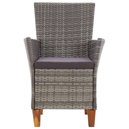 Set Pranzo da Giardino 7 pz Polyrattan e Legno d'Acacia Grigio | homemem39
