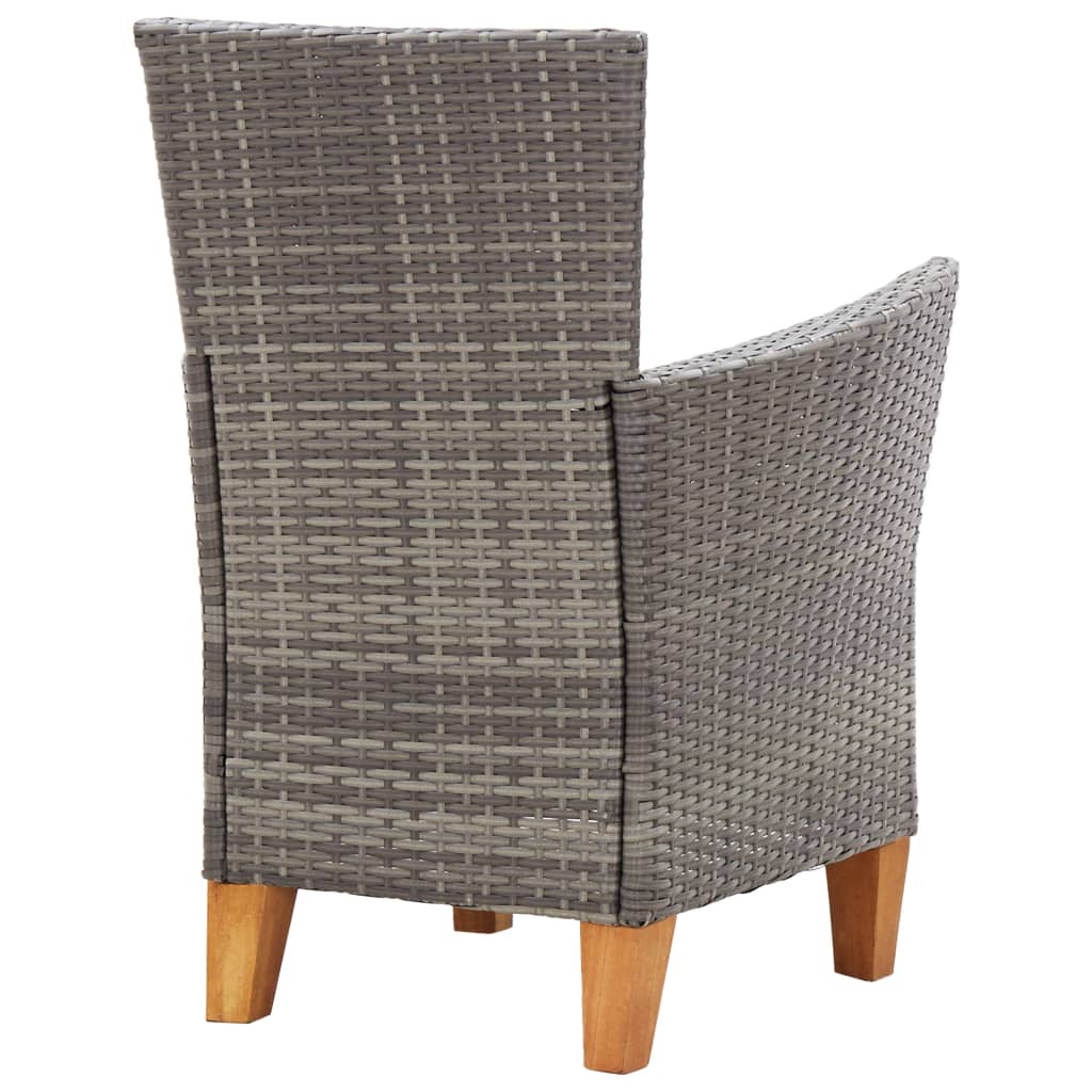 Set Pranzo da Giardino 7 pz Polyrattan e Legno d'Acacia Grigio | homemem39