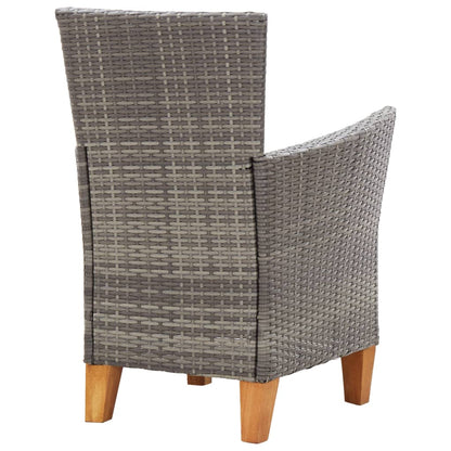 Set Pranzo da Giardino 7 pz Polyrattan e Legno d'Acacia Grigio | homemem39