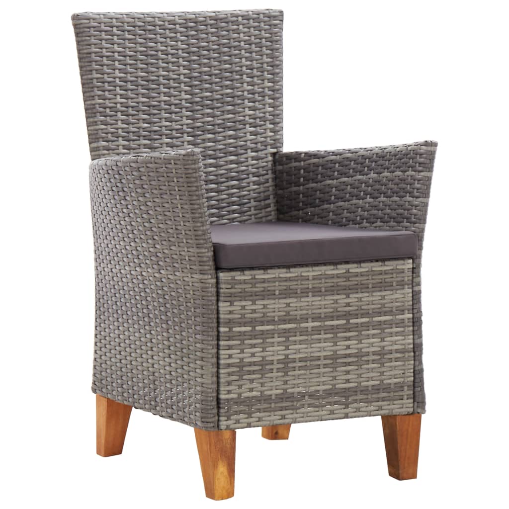 Set Pranzo da Giardino 9 pz Polyrattan e Legno d'Acacia Grigio | homemem39