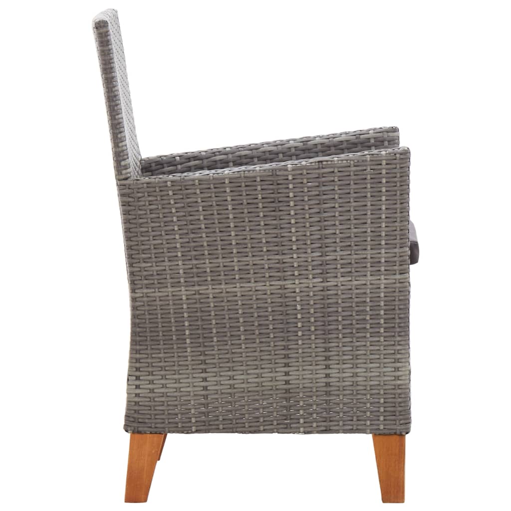 Set Pranzo da Giardino 9 pz Polyrattan e Legno d'Acacia Grigio | homemem39