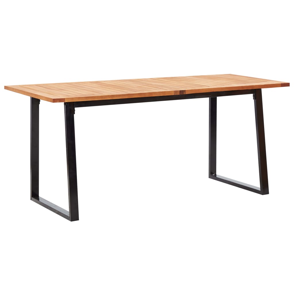 Set da Pranzo da Giardino 7 pz Nero in Polyrattan e Acacia | homemem39