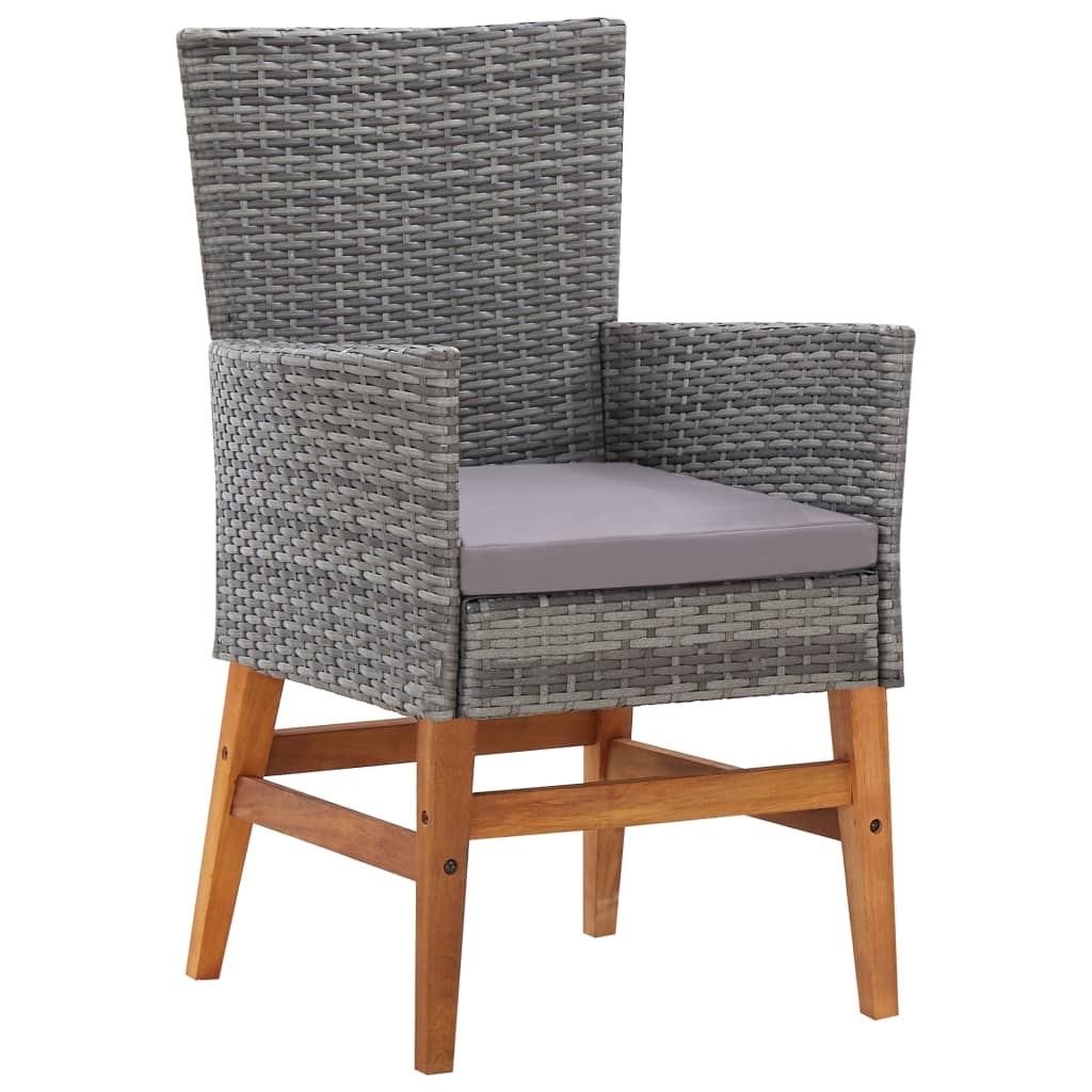 Set da Pranzo da Giardino 7 pz Grigio in Polyrattan e Acacia - homemem39