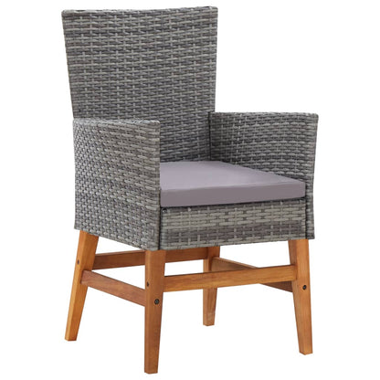 Set da Pranzo da Giardino 7 pz Grigio in Polyrattan e Acacia - homemem39
