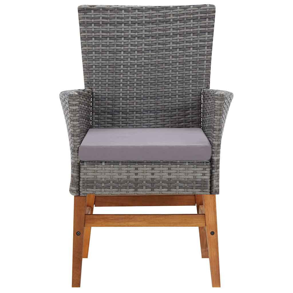 Set da Pranzo da Giardino 7 pz Grigio in Polyrattan e Acacia