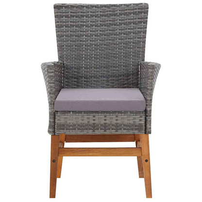Set da Pranzo da Giardino 7 pz Grigio in Polyrattan e Acacia