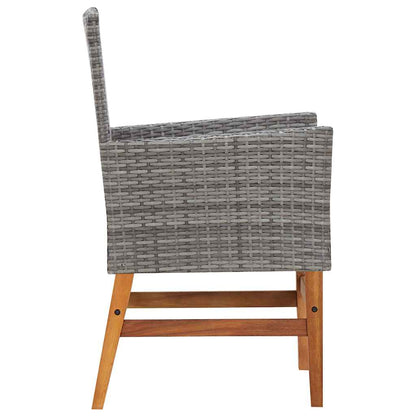 Set da Pranzo da Giardino 7 pz Grigio in Polyrattan e Acacia