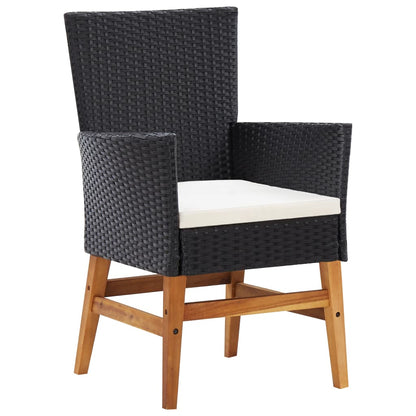 Set da Pranzo da Giardino 9 pz Nero in Polyrattan e Acacia | homemem39