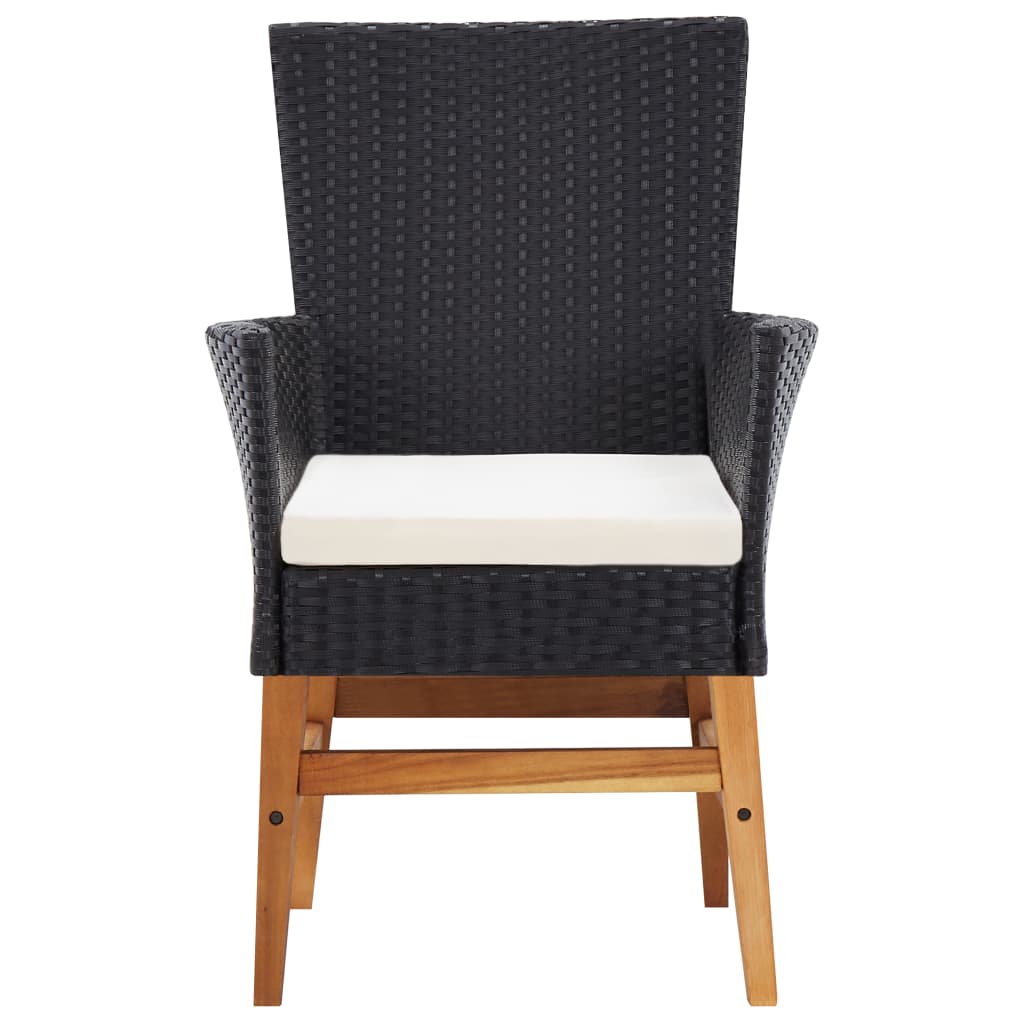 Set da Pranzo da Giardino 9 pz Nero in Polyrattan e Acacia | homemem39