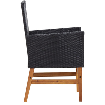 Set da Pranzo da Giardino 9 pz Nero in Polyrattan e Acacia | homemem39