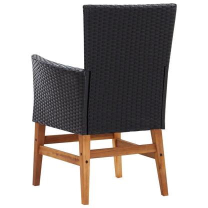 Set da Pranzo da Giardino 9 pz Nero in Polyrattan e Acacia | homemem39