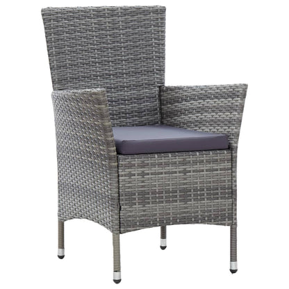 Set da Pranzo per Esterni 7 pz con Cuscini in Polyrattan Grigio | homemem39