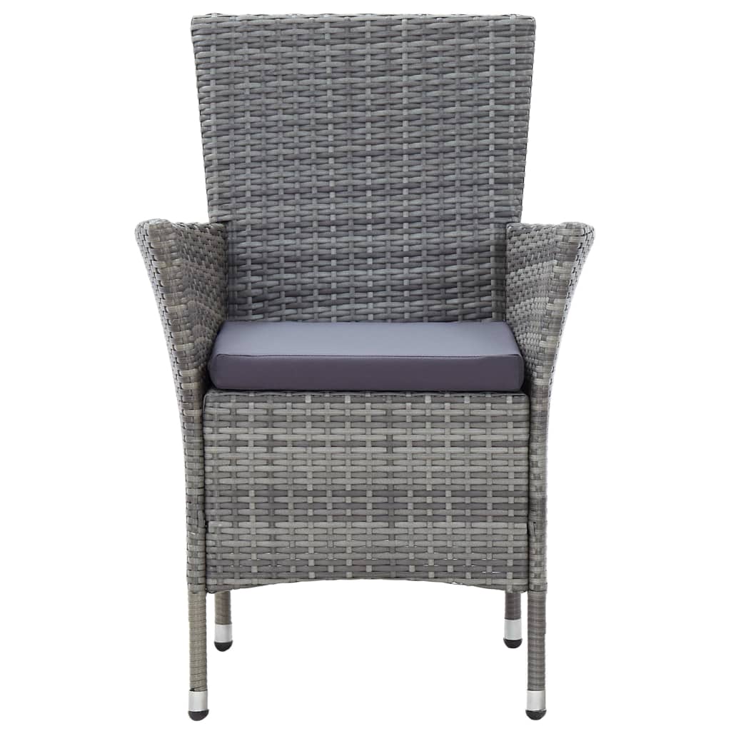 Set da Pranzo per Esterni 7 pz con Cuscini in Polyrattan Grigio | homemem39