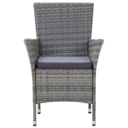 Set da Pranzo per Esterni 7 pz con Cuscini in Polyrattan Grigio | homemem39