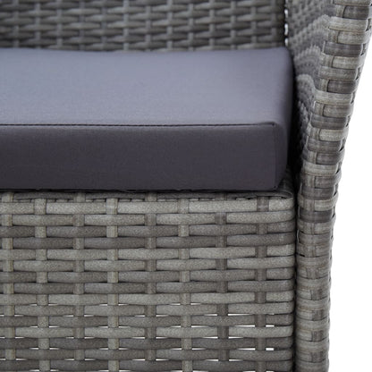 Set da Pranzo per Esterni 7 pz con Cuscini in Polyrattan Grigio | homemem39