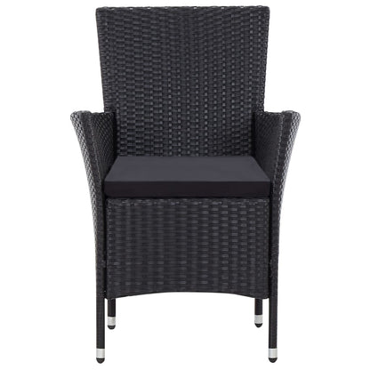 Set da Pranzo da Giardino 9 pz con Cuscini in Polyrattan Nero - homemem39