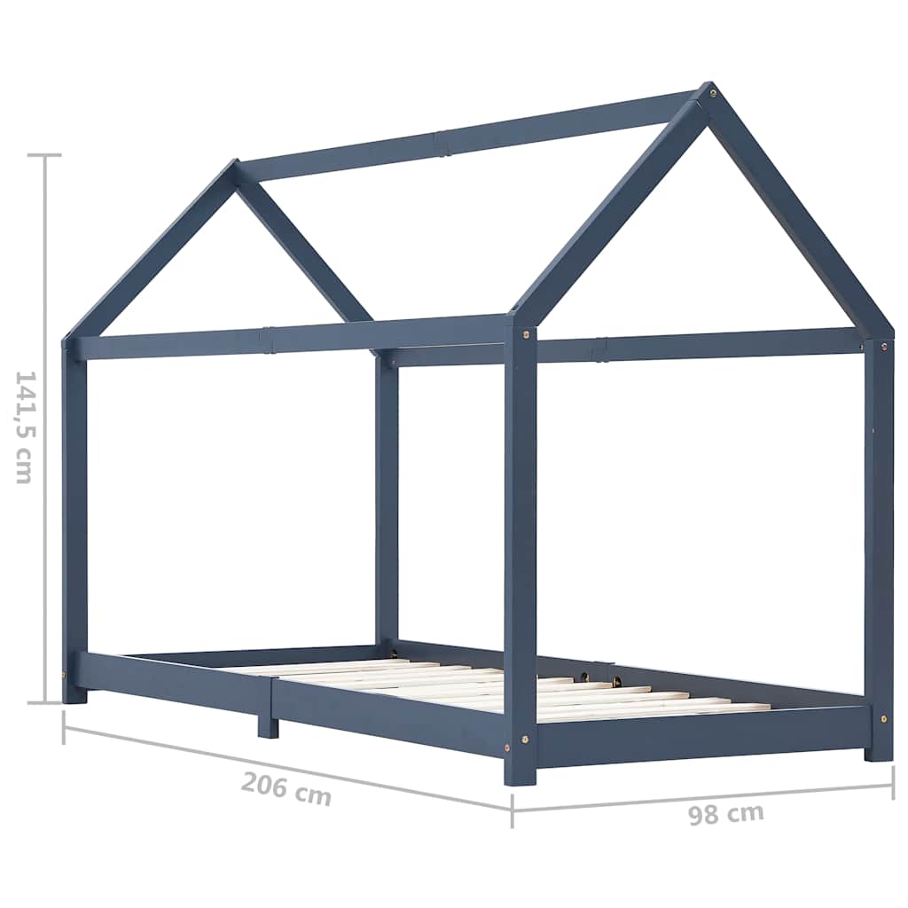 Giroletto per Bambini Grigio in Massello di Pino 90x200 cm - homemem39