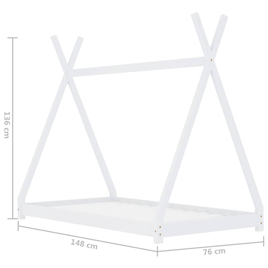 Giroletto per Bambini Bianco in Massello di Pino 70x140 cm | homemem39