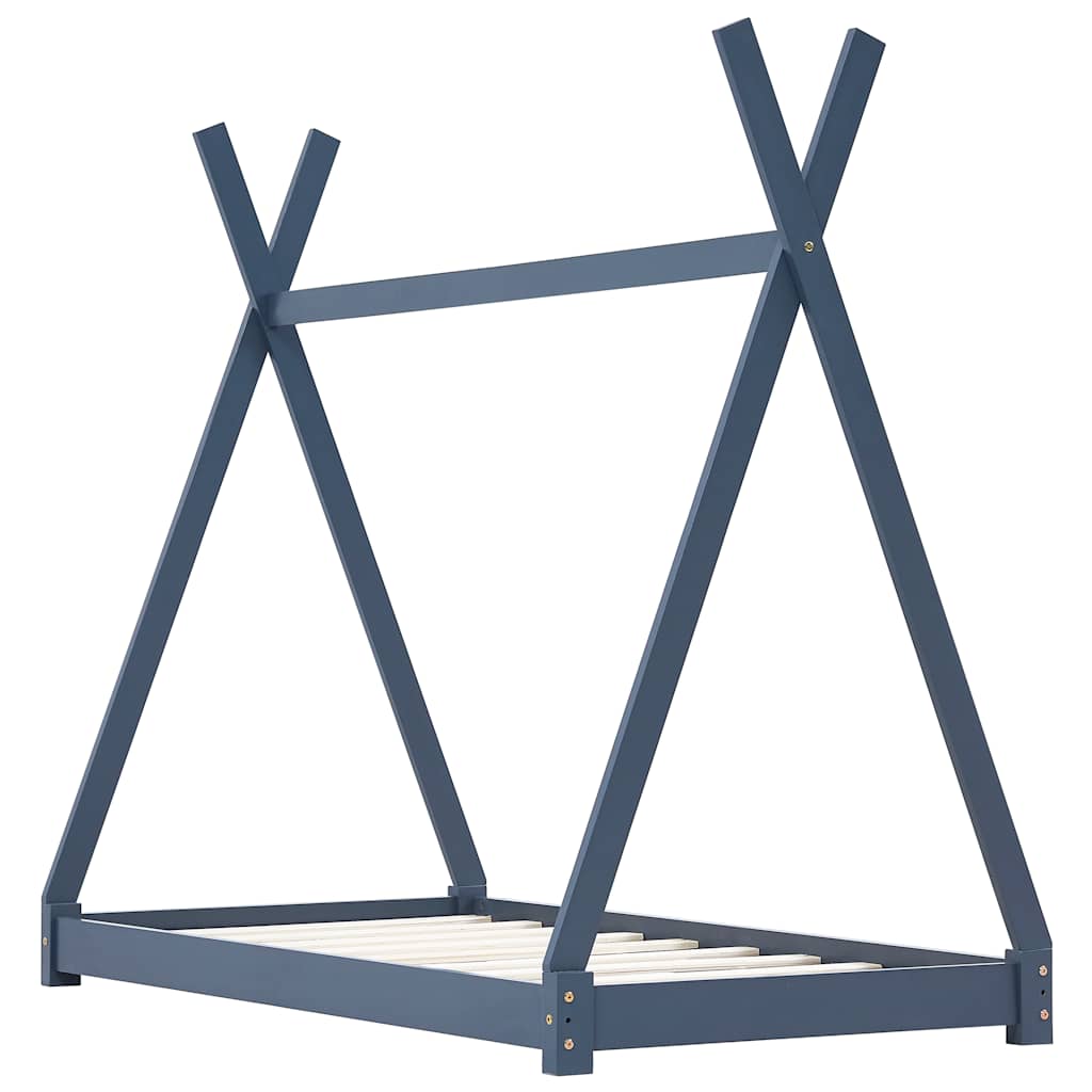 Giroletto per Bambini Grigio in Legno Massello di Pino 80x160cm | homemem39