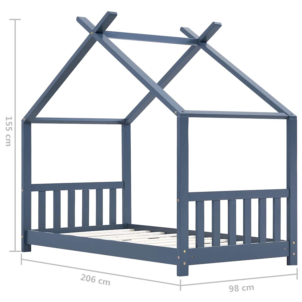 Giroletto per Bambini Grigio in Massello di Pino 90x200 cm - homemem39