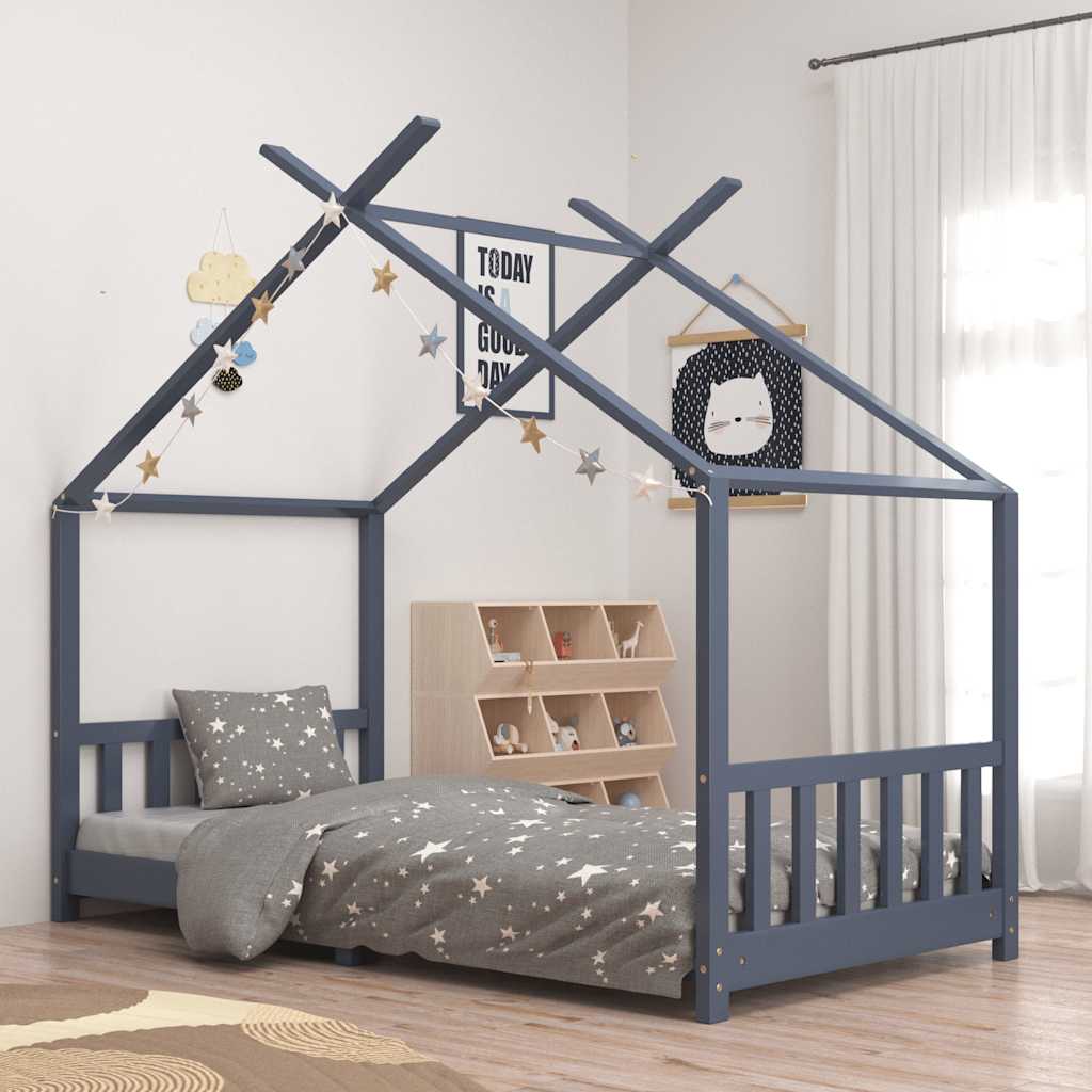 Giroletto per Bambini Grigio in Massello di Pino 90x200 cm - homemem39