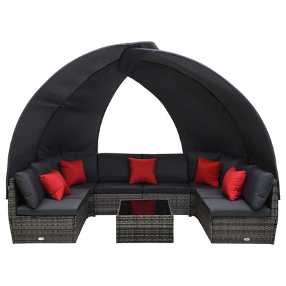 Set Divano Giardino 9 pz e Baldacchino in Polyrattan Antracite | homemem39