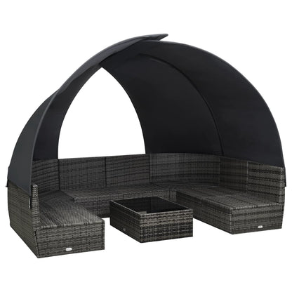 Set Divano Giardino 9 pz e Baldacchino in Polyrattan Antracite | homemem39