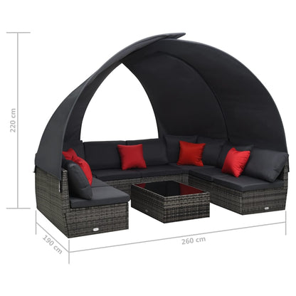 Set Divano Giardino 9 pz e Baldacchino in Polyrattan Antracite | homemem39