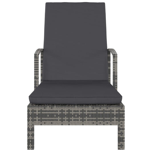 Lettino Prendisole con Braccioli in Polyrattan Grigio - homemem39