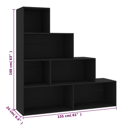 Libreria/Divisorio Nero 155x24x160 cm in Legno Multistrato | homemem39